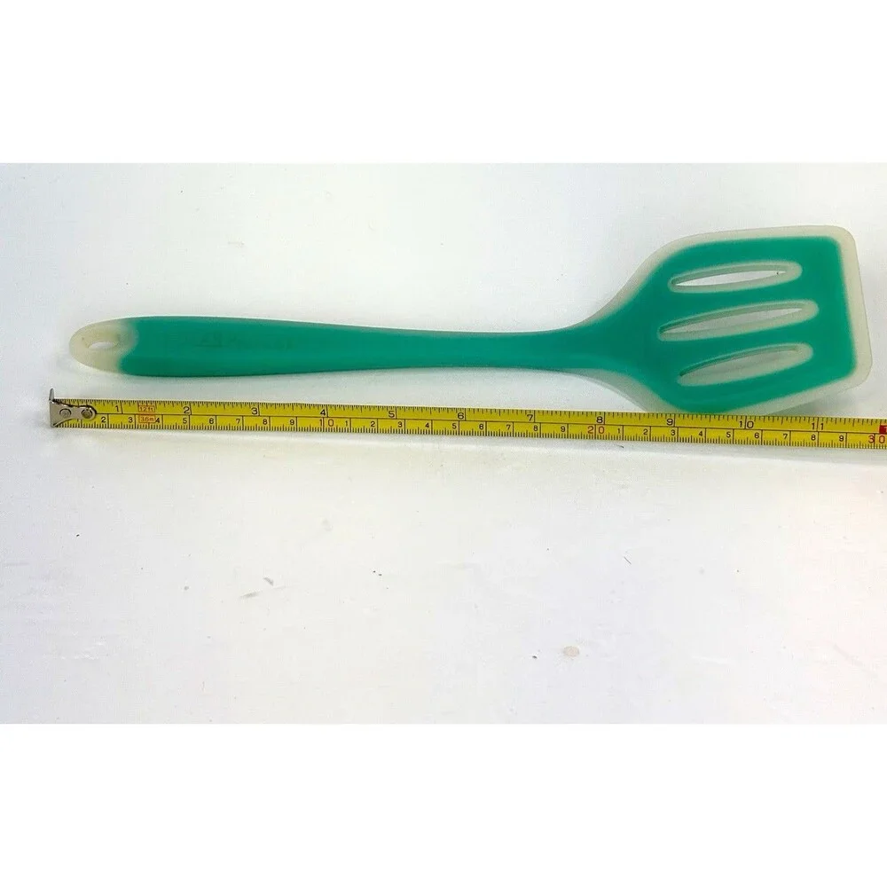 Polar Pantry Silicone Slotted Design Heat Resistant 12” Spatula Teal Clear EUC